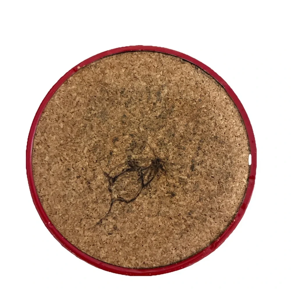 Vintage Santa Claus Coasters Tin‎ Cork Back Red 3.5